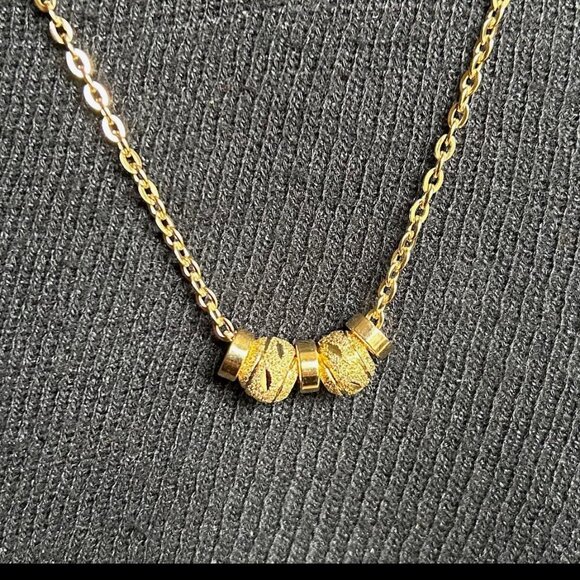 New RONDELLE Gold Stardust Pendant on 18K Gold 22" Chain Necklace - Picture 4 of 7